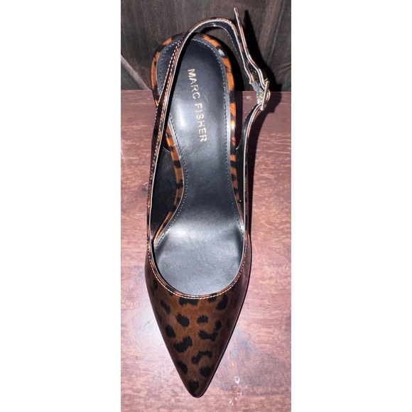 NEW Marc Fisher Leopard Print Slingback Heels Pumps Square Size 7.5 - Picture 6 of 7